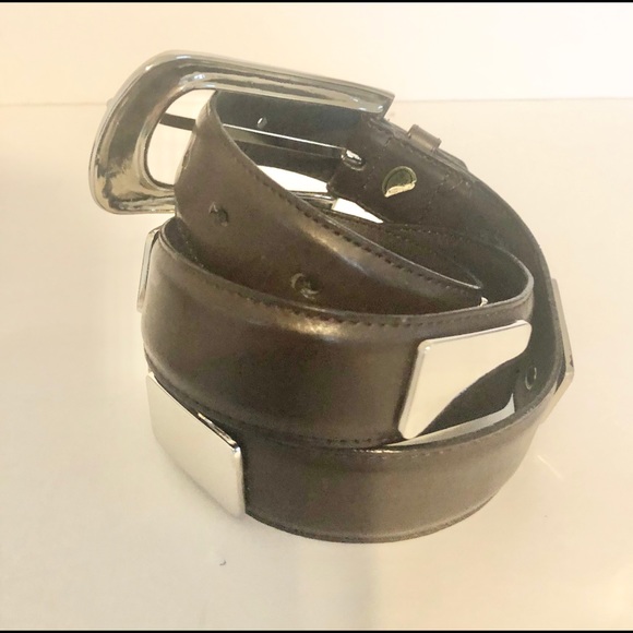 Lady Captiva leather belt with metal rectangles M - Picture 2 of 8